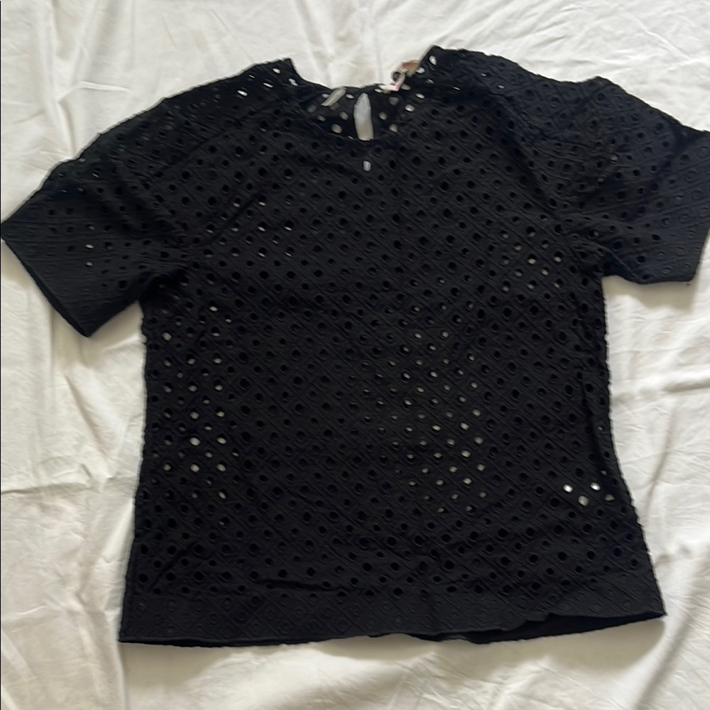 Black Eyelet Women's Top
